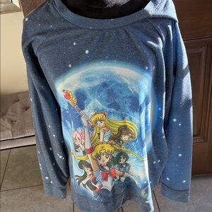 Sailor Moon R Y2K Vintage Graphic Women's Turtleneck Sweater - Navy Blue